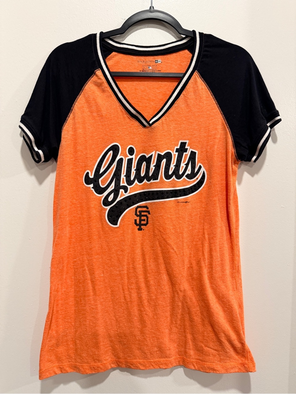 5th & Ocean Orange and Black V-Neck Raglan Tee